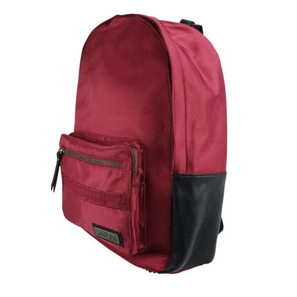 manbefair manbefair City Rucksack Bergen aus recyceltem Nylon Gewebe und Rinds-Leder, Rot, – Produktbild 3 von 4