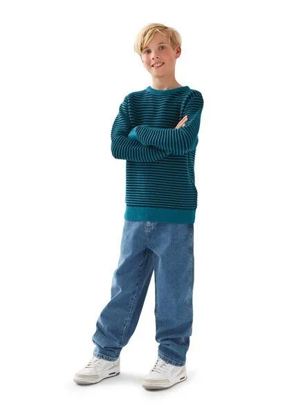 Band of Rascals Band of Rascals 3D Stripe Pullover, Petrol-navy, – Produktbild 3 von 4