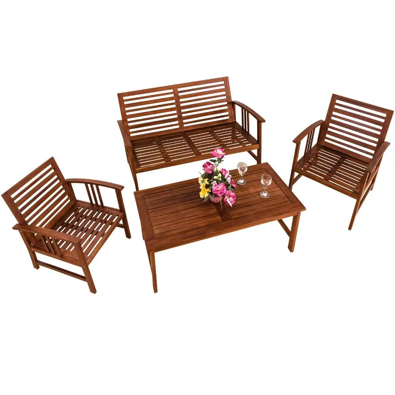 Casaria® Casaria® Garten-Sitzgruppe Atlas 4-tlg Akazienholz FSC®-zertifiziert, Anthrazit, – Produktbild 2 von 2