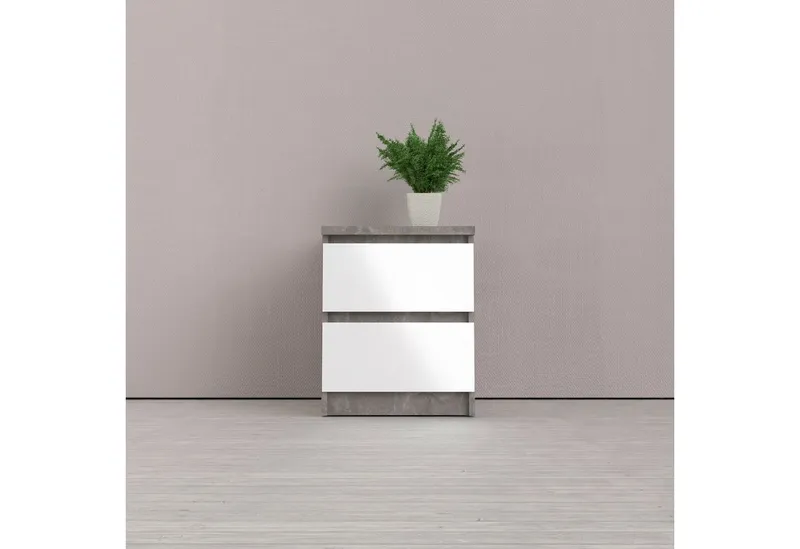 Home affaire Nachttisch Naia, Eleganter Nachttisch mit 2 Schubladen, Grau, – Produktbild 1 von 5