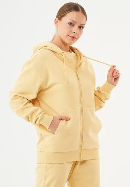 ORGANICATION ORGANICATION ESSENTIALS-JUNDA-Unisex Soft Touch Sweatjacke aus Bio-Baumwolle, Soft yellow, – Produktbild 3 von 4