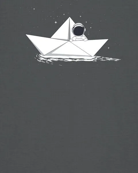 watapparel watapparel T-Shirt Astronaut in paper boat, Anthracite, – Produktbild 3 von 4