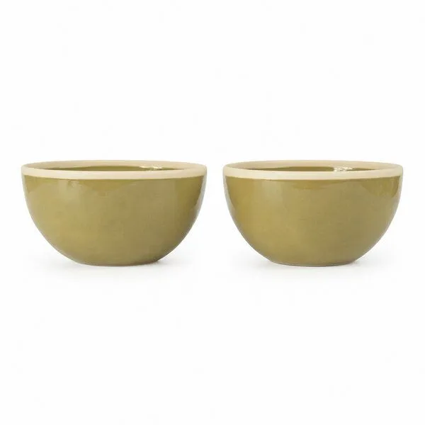 Good To Give Good To Give Keramik Schalen Set aus Steingut, 2er Geschirrset | Schüssel & Bowl für Müsli, Suppe und Ramen | hochgebrannt, Birnengrün – Produktbild 4 von 4