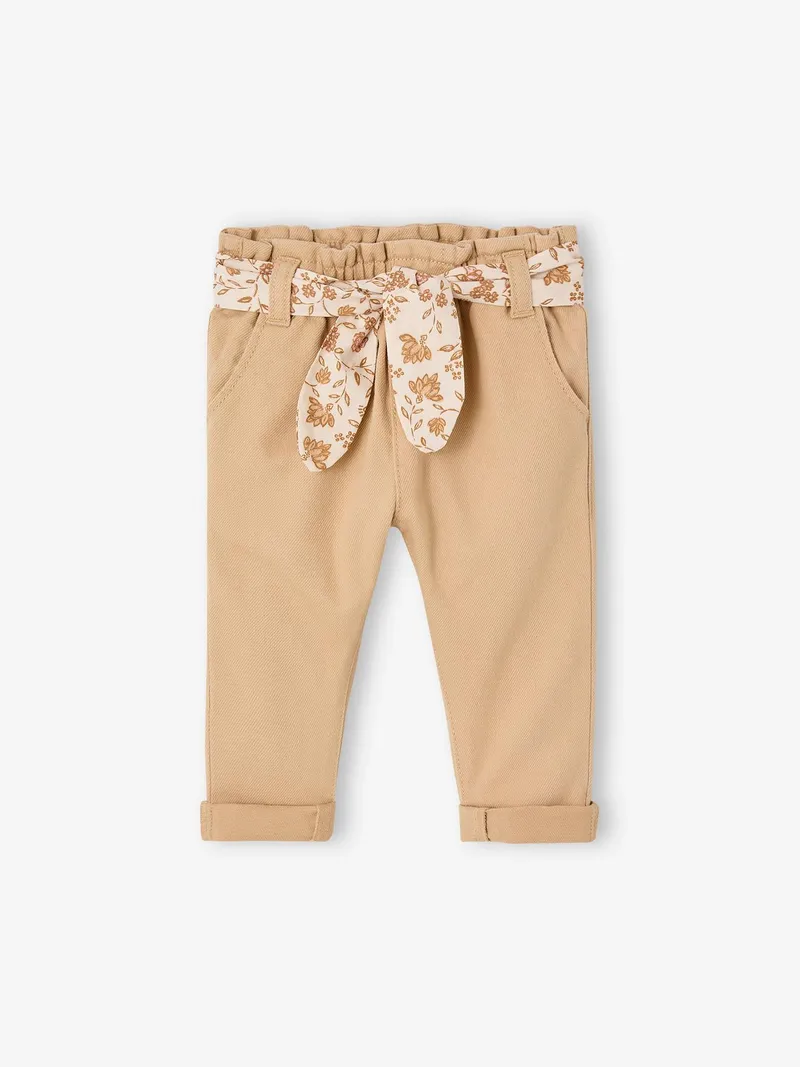 Vertbaudet Vertbaudet Baby Paperbag-Hose mit Gürtel cappuccino, Cappuccino, – Produktbild 2 von 4