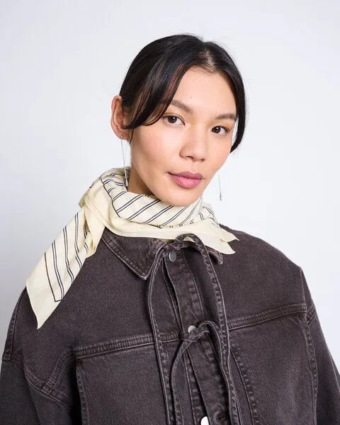 JAN N JUNE JAN N JUNE Bedrucktes Tuch VAD aus Bio-Baumwolle, Buttermilk striped, – Produktbild 1 von 2