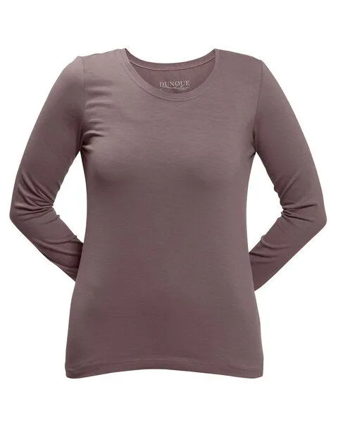 Dunque Damen Shirt Langarm Baumwolle (Bio) mit Elasthan, Plum, – Produktbild 1 von 1