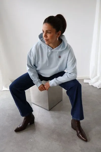 Kultgut Kultgut Boxy-Style - Hoodie- Innen flauschig / Little things are big, Hellblau, – Produktbild 2 von 4