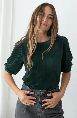 TWOTHIRDS TWOTHIRDS Damen vegan Hemd Horst Vegan Velvet Dunkelgrün – Produktbild 1 von 1