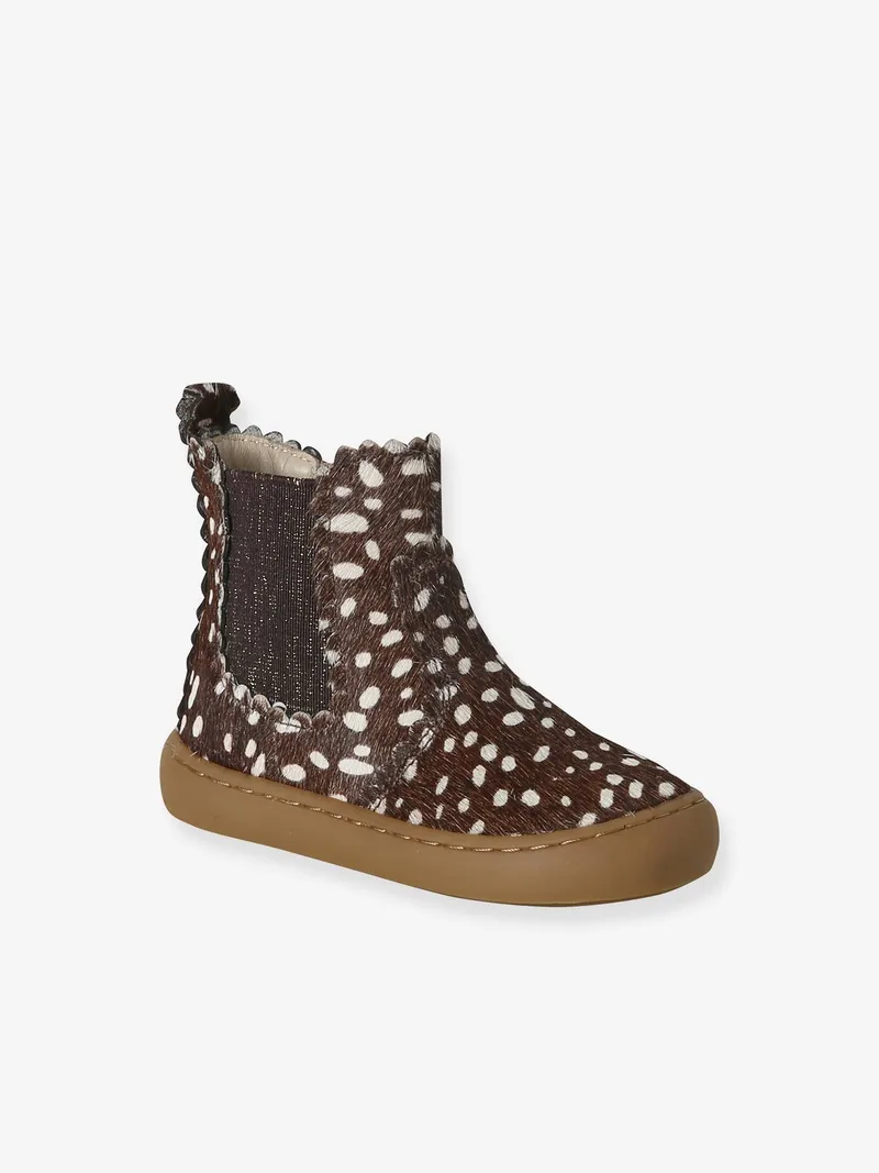 Vertbaudet Vertbaudet Baby Chelsea-Boots aus Leder mit Reißverschluss, Dunkelbraun, – Produktbild 1 von 4