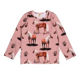 Walkiddy Langarmshirt Kinder Bio-Baumwolle Beauty Horses rosa GOTS zertifiziert weiches Jerseyshirt von Walkiddy für Mädchen hautfreundlich vegan nachhaltige Pferdemotiv Mode für Alltag Kita Schule – Produktbild 1 von 1