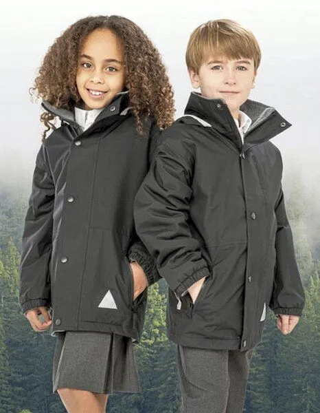Result Genuine Recycled Result Genuine Recycled Kinder Junior Regenjacke Winterjacke Fleece gefüttert, Schwarz/grau, – Produktbild 3 von 4