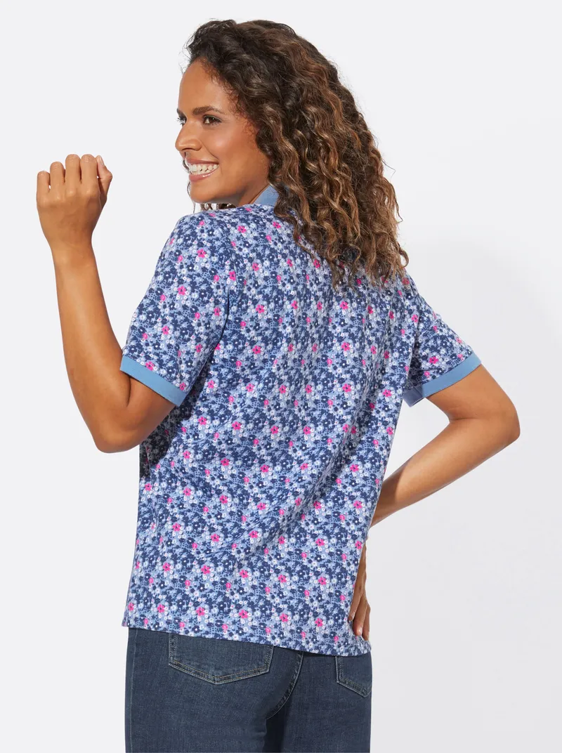 Witt Poloshirt bleu-fuchsia-bedruckt, Bleu-fuchsia-bedruckt, – Produktbild 2 von 2