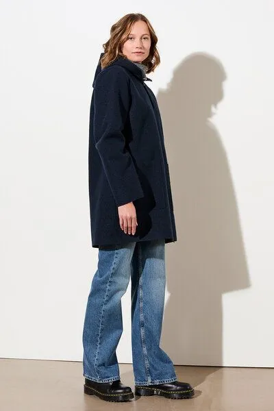 LangerChen Kapuzenjacke aus Wollwalk, Navy, – Produktbild 4 von 4