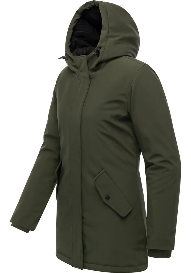 ragwear ragwear Softshellmantel Navanuti Wasserdichter Wintermantel mit Kapuze, Grün, – Produktbild 3 von 4