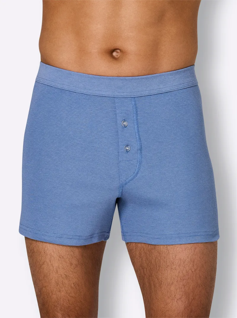 wäschepur men Boxershorts hellblau-geringelt, Hellblau-geringelt, – Produktbild 1 von 3