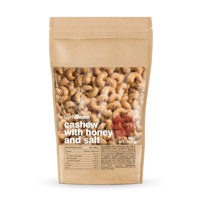 GymBeam Food GymBeam Karamellisierte Cashews mit Honig und Salz 200 g – Produktbild 1 von 1