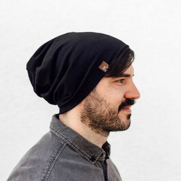 Liebe Deinen Planeten Liebe Deinen Planeten Bio Beanie in 3 Größen Herren & Damen in vielen Farben bequeme Jersey Mütze aus Bio Baumwollmix, Schwarz, – Produktbild 3 von 4