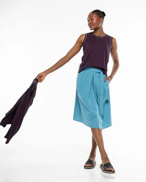 Alma & Lovis Alma & Lovis Elegant-sportiver Midi-Rock aus Organic Cotton | Popeline Skirt, Atlantik (blau), – Produktbild 3 von 4