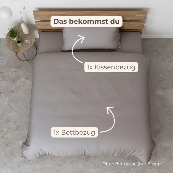 AGA.PIE AGA.PIE Bettwäsche-Set aus 100% Lyocell aus Bambuscellulose, für Allergiker, Chocolate grey, – Produktbild 5 von 5