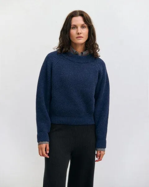 Rotholz Rotholz Kurzer Strickpullover Recycelte Wolle, Blau, – Produktbild 1 von 4