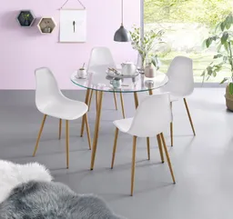 OTTO home Essgruppe Miller, (Set, 5-tlg), Glastisch mit 4 Stühlen (Kunststoffschale) – Produktbild 1 von 1