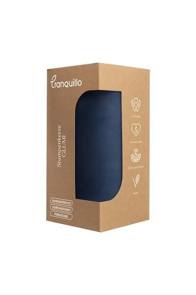 Tranquillo Handgearbeitete Stumpenkerze GLUMI dark blue, Ø 7,5 x 15 cm - blau – Produktbild 3 von 3