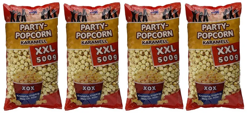 XOX XOX Party-Popcorn Karamell XXL 500g - Karamell-Popcorn - Knuspriger Snack - Für Vegetarier und Veganer geeignet - Ohne Farbstoffe - Heimkino Popcorn – Produktbild 1 von 5