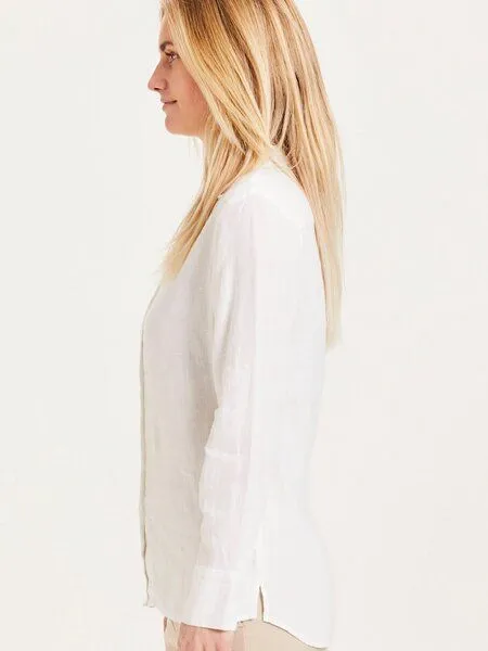 KnowledgeCotton Apparel KnowledgeCotton Apparel Sage Classic Reg Linen Shirt, Bright white, – Produktbild 3 von 4