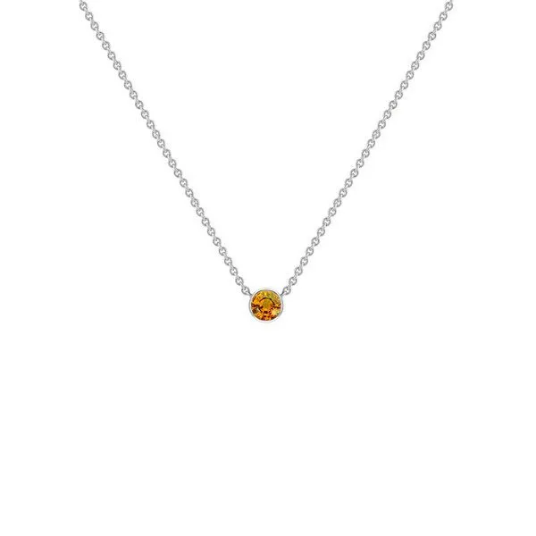 Eppi Eppi Silberne minimalistische Kette mit einem Padparadscha Saphir Glosie, Weiss, – Produktbild 1 von 2