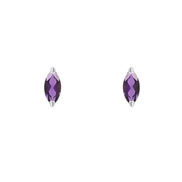 Eppi Eppi Minimalistische silberne Ohrringe mit Amethysten Andine, Weiss, – Produktbild 1 von 3