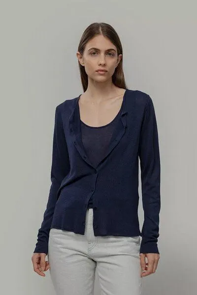 Rifò Rifò Feinstrick Cardigan Vanessa, Blue mora (blau), – Produktbild 3 von 4