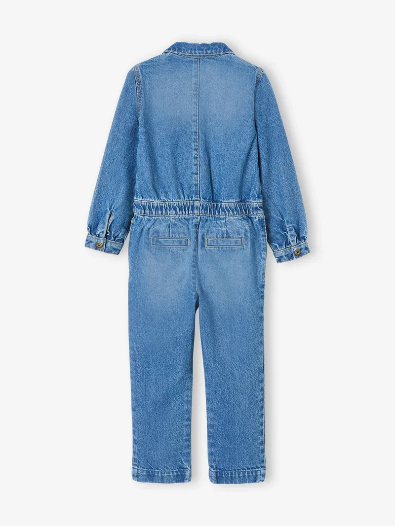 Vertbaudet Mädchen Denim-Jumpsuit, Blue stone, – Produktbild 3 von 4