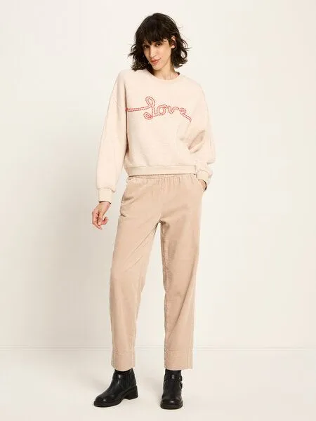 LANIUS LANIUS Statementsweatshirt (GOTS) aus Bio-Baumwolle, Creme melange, – Produktbild 3 von 4