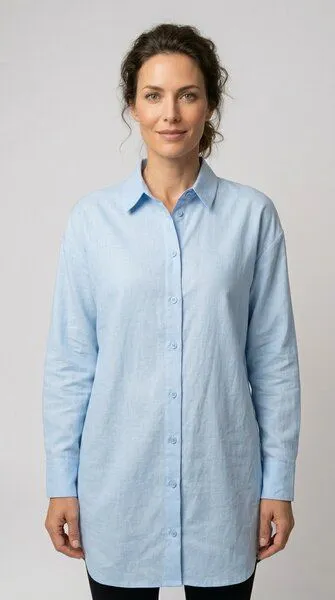 LANA Organic LANA Organic Hemdbluse, Modell Narcisa, Morning sky, – Produktbild 2 von 4