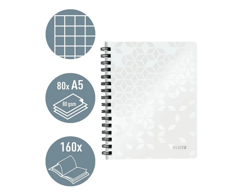 Leitz Leitz Collegeblock WOW 4641, A5, mit PP-Einband, Weiß, – Produktbild 2 von 5