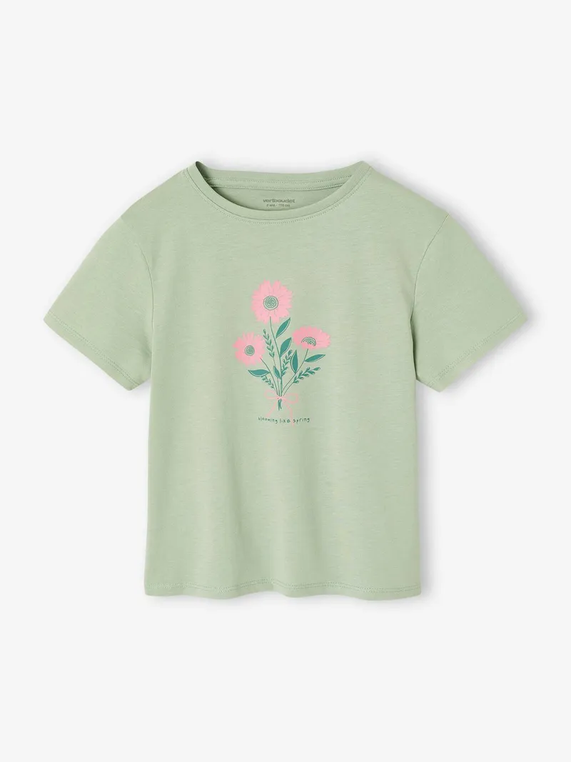 Vertbaudet T-Shirt Mädchen mit Print BASIC salbei, Salbeigrün, – Produktbild 1 von 2