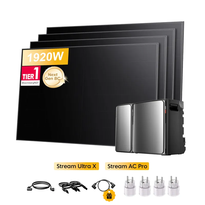 EcoFlow EcoFlow Stream Ultra X, All-in-One Speicher für Balkonkraftwerke, mit 4 x 480Wp Sunpro BC Bifazial Full Black Solarmodul, by Powerness - Stream Ultra X + Stream AC Pro | 5760Wh / 4 x Smart Plug / Selbstabholung – Produktbild 1 von 1