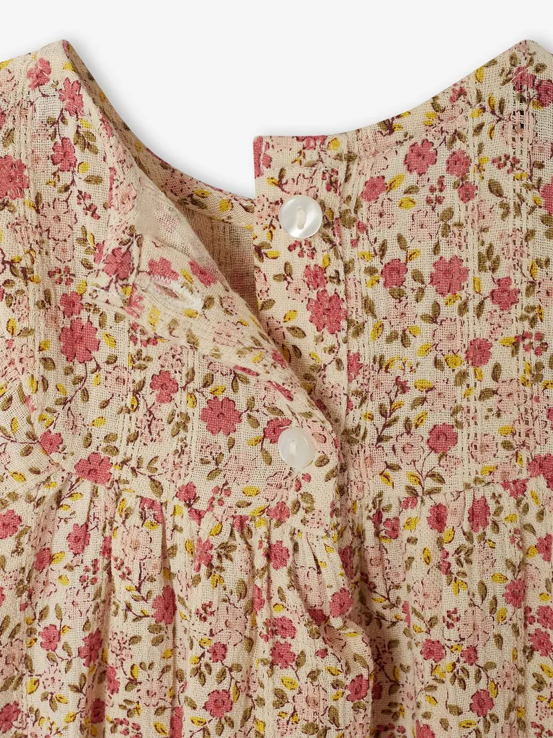 Vertbaudet Baby Bluse mit Blumenprint aus Baumwollkrepp, Wollweiß, – Produktbild 4 von 4