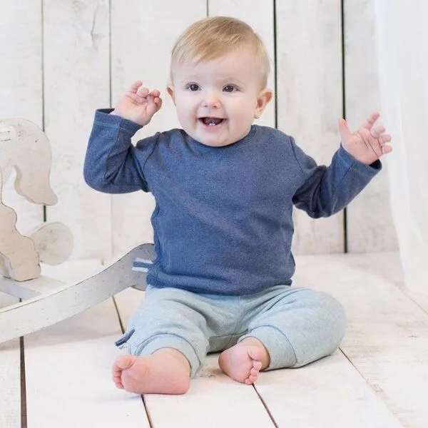 OrganicEra Baby Langarm T-shirt 'OrganicEra' aus Bio Baumwolle, Indigo melange (blau), – Produktbild 1 von 4