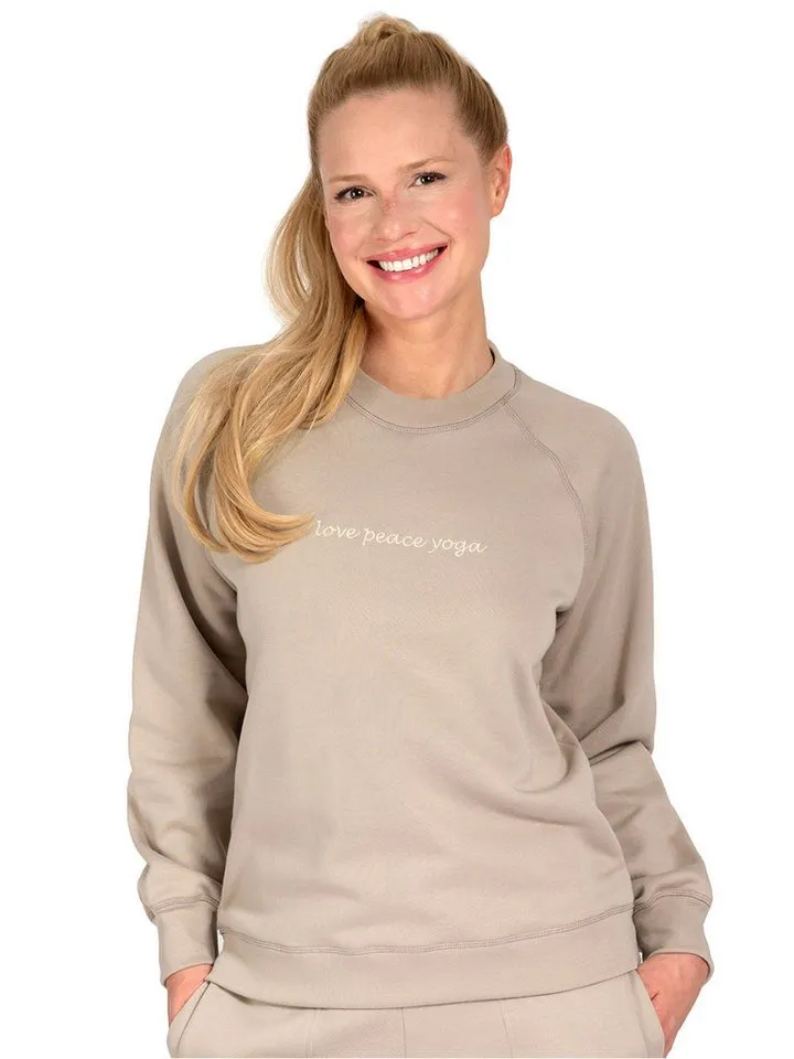 Magadi Magadi Yoga & Relax Shirt Bella aus Sweat-Stoff mit Love Peace Yoga, Beige, – Produktbild 1 von 4