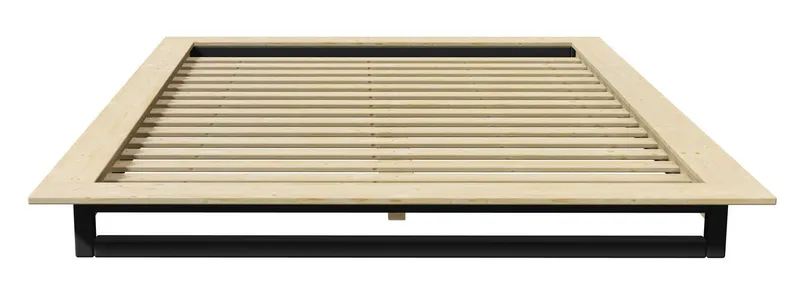 OTTO home Futonbett Kobe, Massivholzbett aus Kiefer im Industrial Design, 200 KG belastbar (Liegefläche 140x200cm), stabiles Kufengestell, rundum Ablagefläche, FSC, Made in Europe, Beige|schwarz, – Produktbild 4 von 5