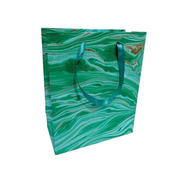 Sundara Sundara Geschenktasche marmoriertes, handgeschöpftes Papier, Smaragdgrün, – Produktbild 1 von 2