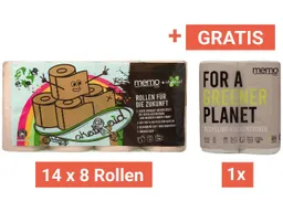 Memo memo x skate-aid Toilettenpapier 3-lagig, 14 x 8 Rollen & Gratis memo Küchenrollen – Produktbild 1 von 1