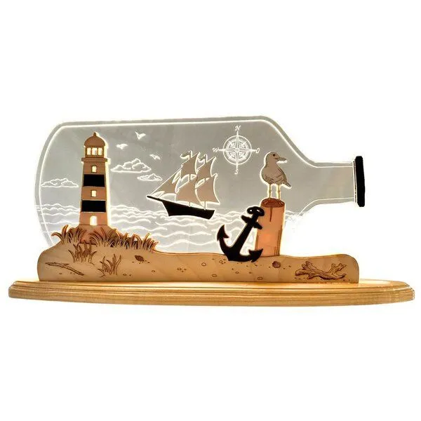 Weigla® Holzkunst Weigla® Holzkunst Die Motivleuchte „Maritim- Flaschenpost - tolle Deko – Produktbild 1 von 1