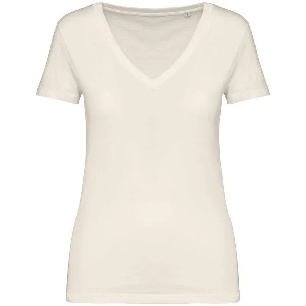 Greenspired Greenspired Damen V-Neck T-Shirt aus Bio-Baumwolle 155g/m², Elfenbein, – Produktbild 1 von 1