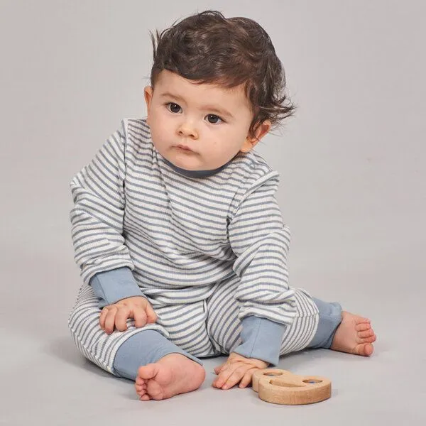 Sense Organics sense-organics Baby Strampler geringelt, Modell TONA, Helles denimblau-weiß geringelt, – Produktbild 2 von 4