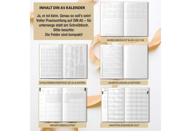 TOBJA Buchkalender Praxisplaner 2027 A5 Flora Terminplaner Salon Kosmetik 15 Min Takt FSC, 15-Min-Takt 7-21 Uhr, A5, 1 Wo 2 Seiten, FSC-Papier, Blumen-Design, Schwarz, – Produktbild 4 von 5