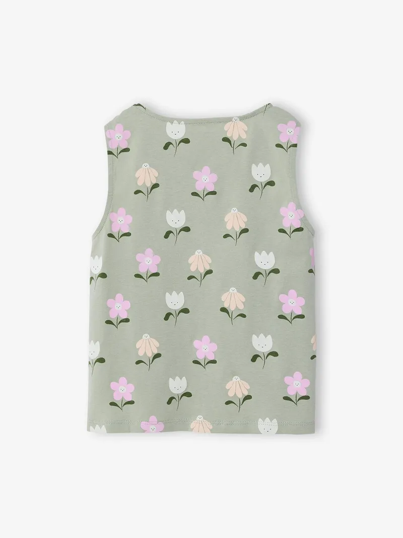Vertbaudet Top mit Schleifen an Schultern Mädchen salbei blumen, Salbeigrün blumen, – Produktbild 2 von 3