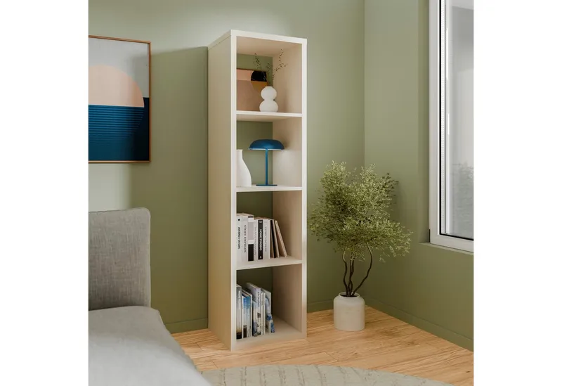 FORTE Standregal Mauro, FSC®-zertifiziert, Fachgröße 33x33cm, 4 Fächer, Beige, – Produktbild 1 von 8