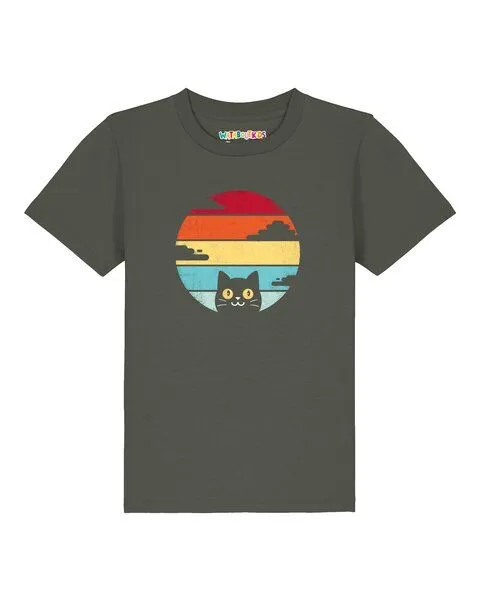 watabout.kids watabout.kids T-Shirt Kinder Retro Sunset Cat, Khaki, – Produktbild 1 von 2